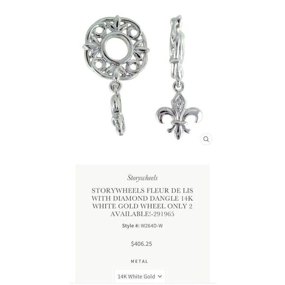 14k Storywheel Diamond Fleur Dangle Charm - Picture 7 of 7